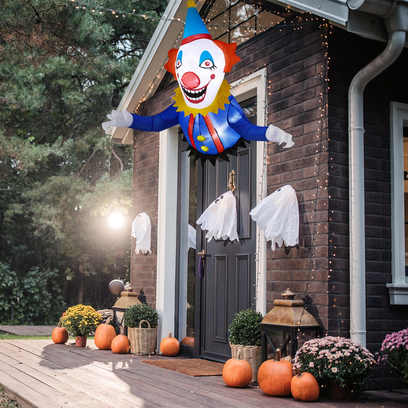 3FT Halloween Inflatable Clown Out of Window, Scary Blow Up Yard Decor with Built-in LED Lights for Holiday Party Garden Outdoor view 13