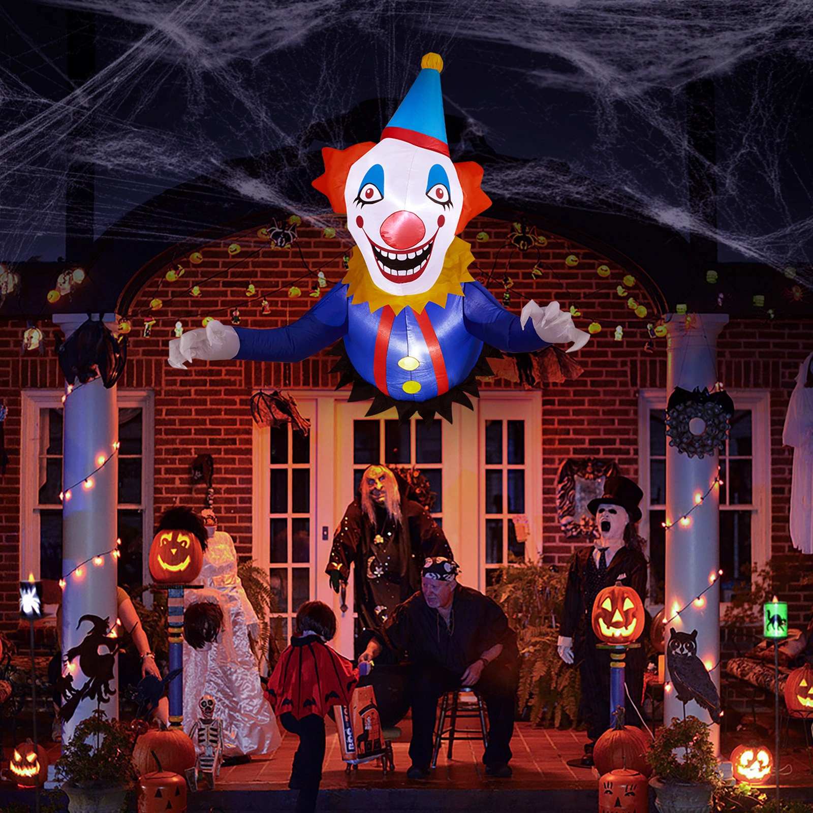 3FT Halloween Inflatable Clown Out of Window, Scary Blow Up Yard Decor with Built-in LED Lights for Holiday Party Garden Outdoor view 14