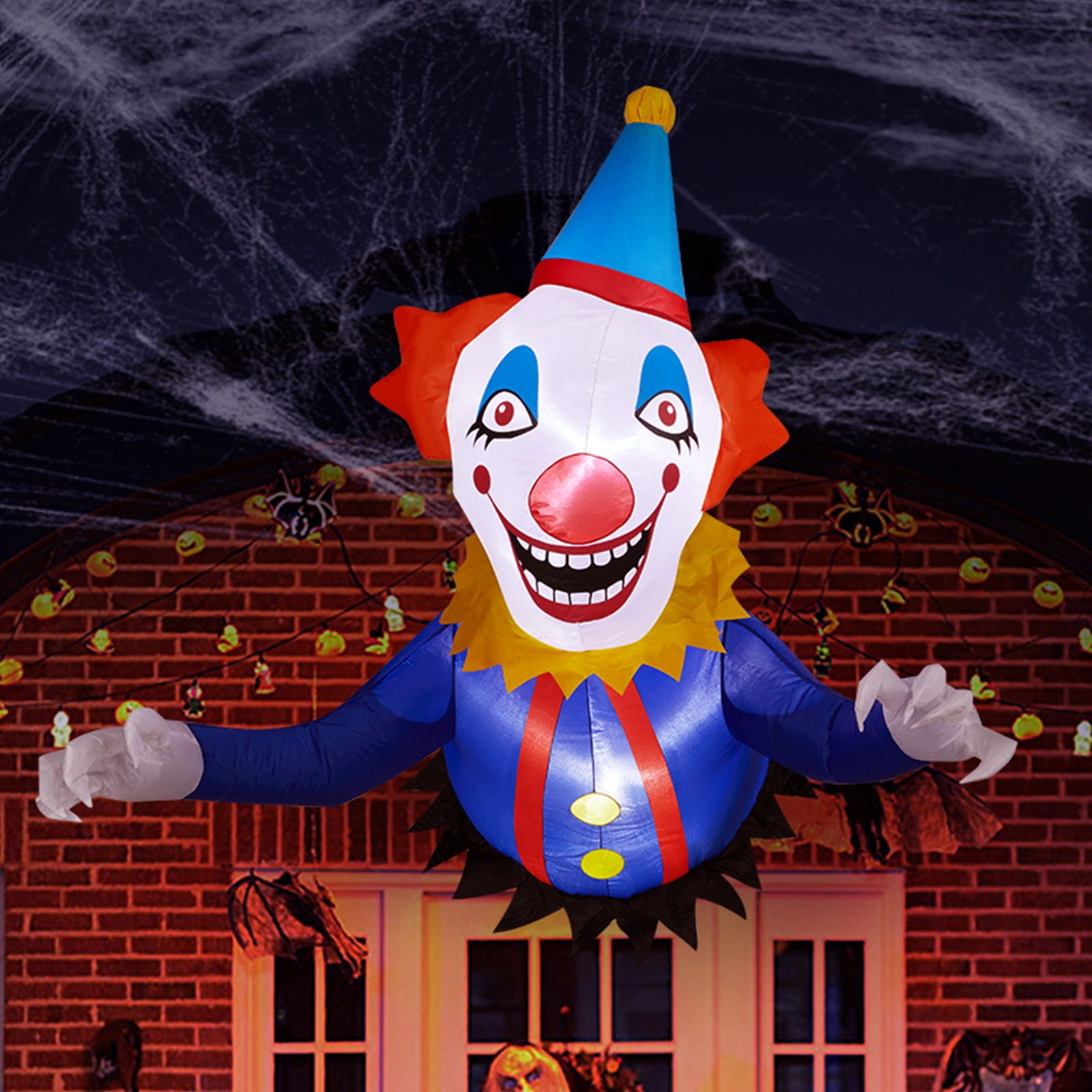 3FT Halloween Inflatable Clown Out of Window, Scary Blow Up Yard Decor with Built-in LED Lights for Holiday Party Garden Outdoor view 17