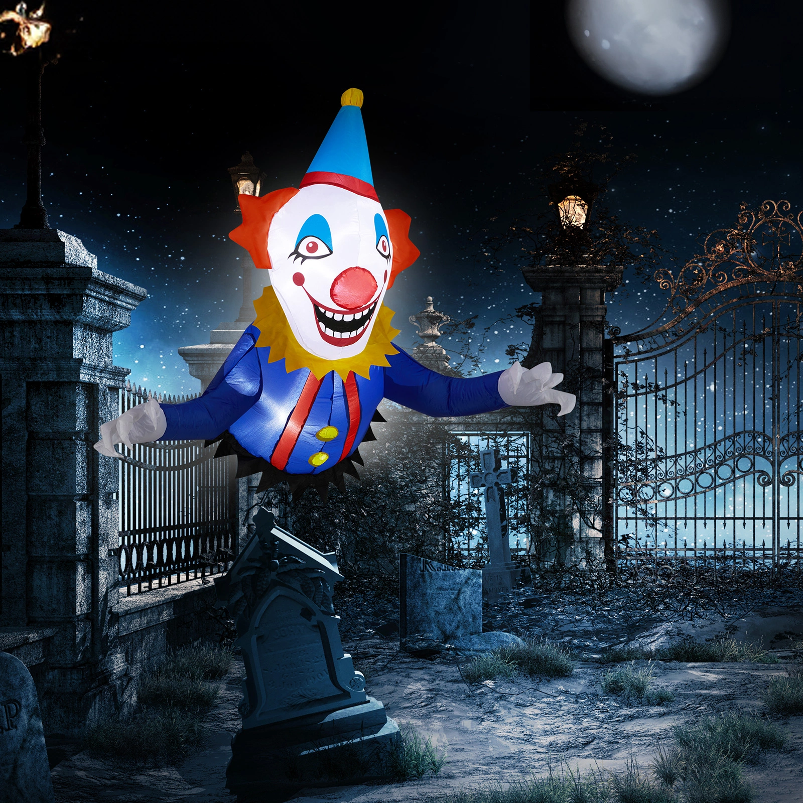 3FT Halloween Inflatable Clown Out of Window, Scary Blow Up Yard Decor with Built-in LED Lights for Holiday Party Garden Outdoor view 8