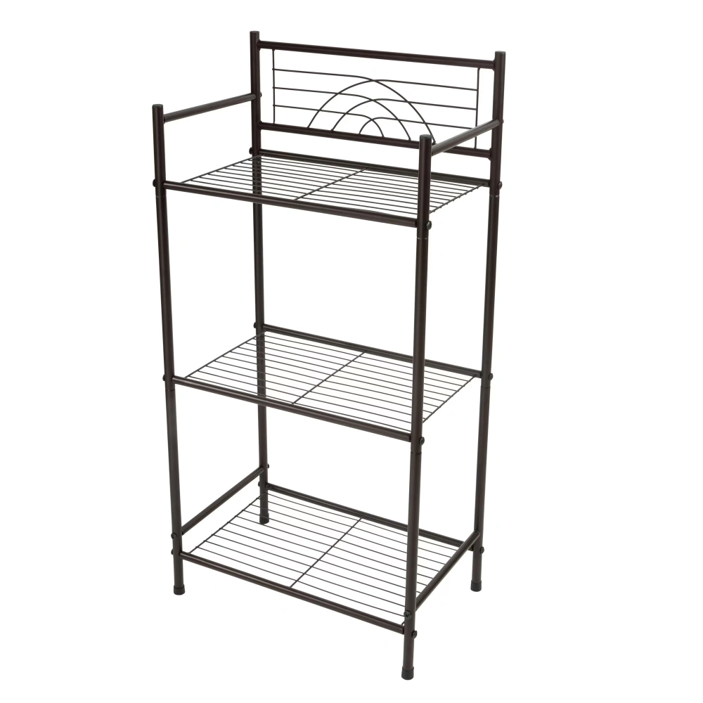 3-Tier Iron Storage Shelf with 4 Shelves, Oil Rubbed Bronze Finish