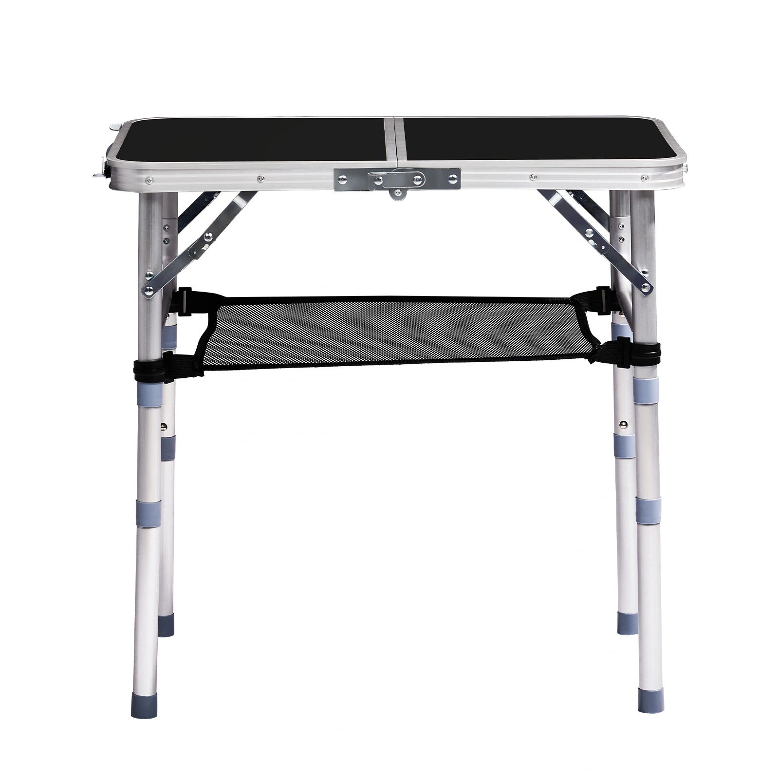 2ft Aluminum Folding Camping Table, Portable Outdoor Picnic Table with 3 Adjustable Heights, Lightweight Foldable Side Table with Carry Handle, Black for Hiking BBQ Beach Patio view 2