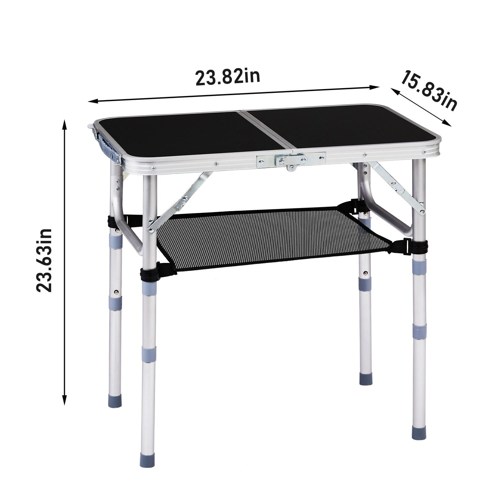 2ft Aluminum Folding Camping Table, Portable Outdoor Picnic Table with 3 Adjustable Heights, Lightweight Foldable Side Table with Carry Handle, Black for Hiking BBQ Beach Patio view 7