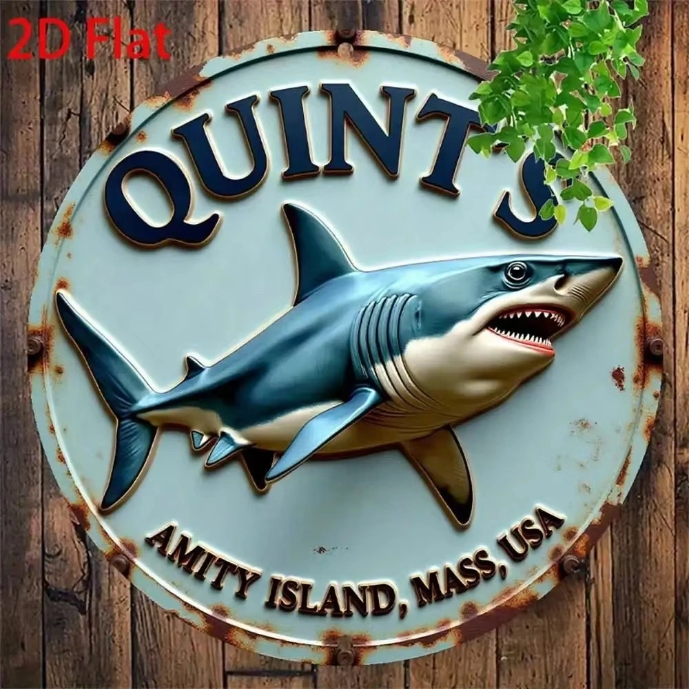 CIFbuy Jaws Movie Amity Island Shark Metal Sign - Vintage Retro Tin Wall Decor for Man Cave, 12x8 Inches