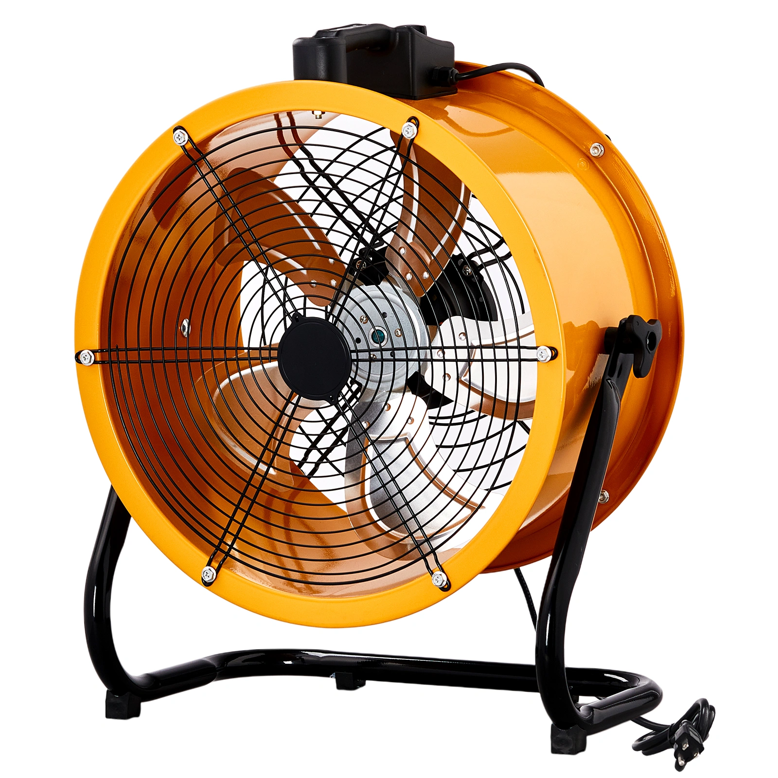 MLD-450 Barrel Fan 18 Inch 110V 218W Industrial Floor Fan with Handle, Copper Motor, Orange-Yellow, Air Circulation