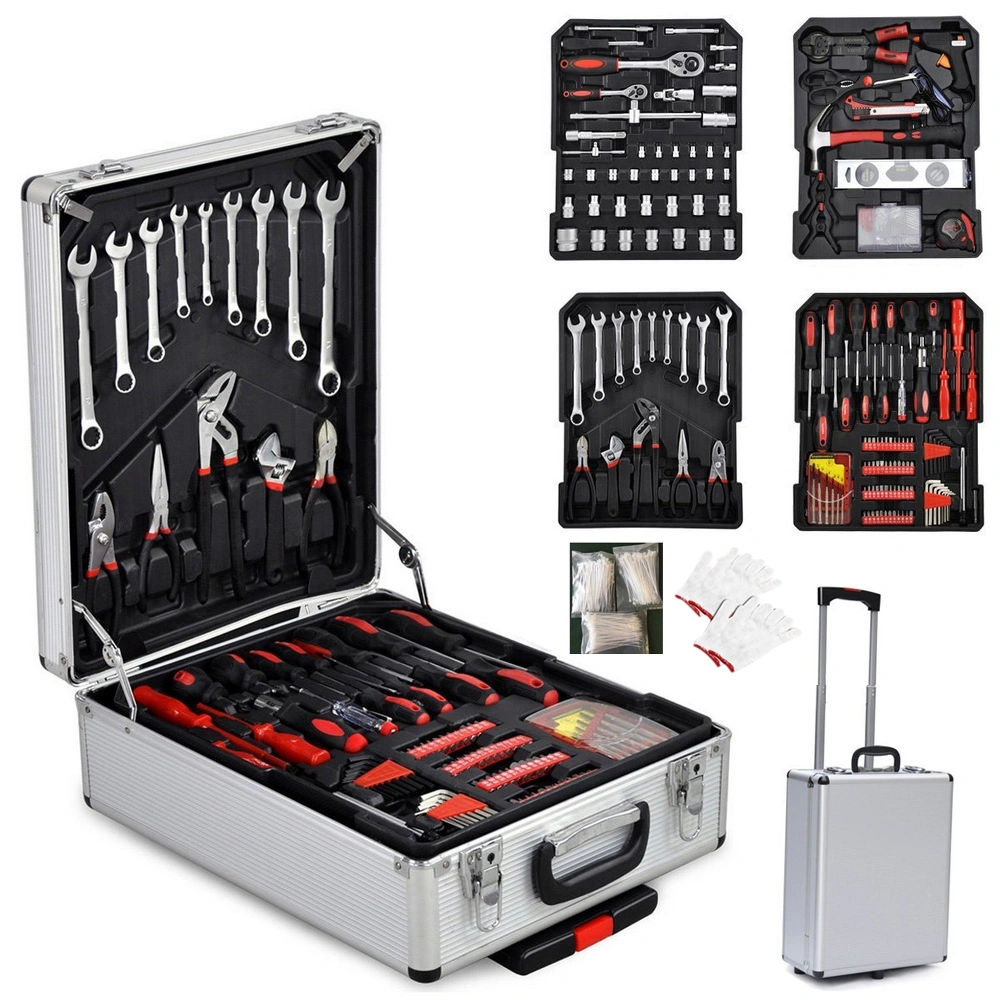 799pcs Aluminum Tool Set in Trolley Case, Silver Finish, Complete Mechanic Wrench & Socket Kit with Organizer view 3