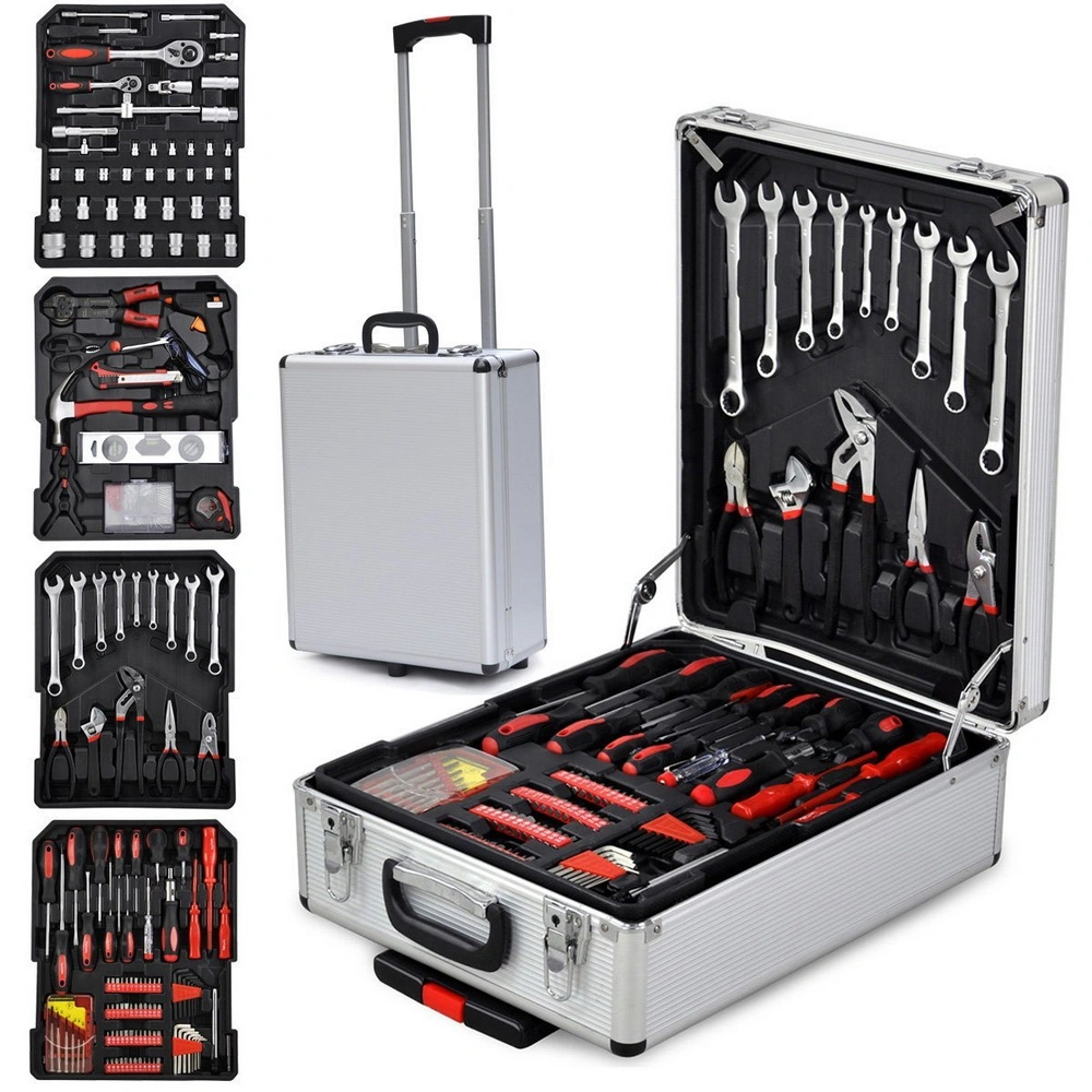 799pcs Aluminum Tool Set in Trolley Case, Silver Finish, Complete Mechanic Wrench & Socket Kit with Organizer view 5