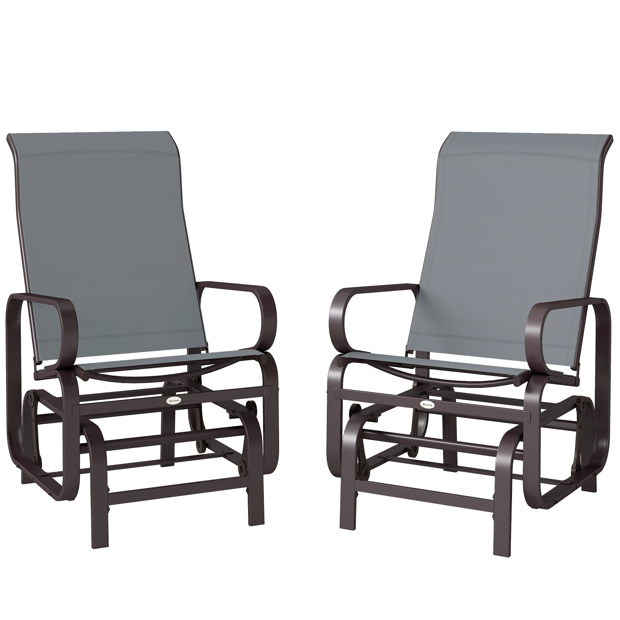 Gliding Lounger Chair Set of 2 Outdoor Patio Rocking Chairs with Cushions