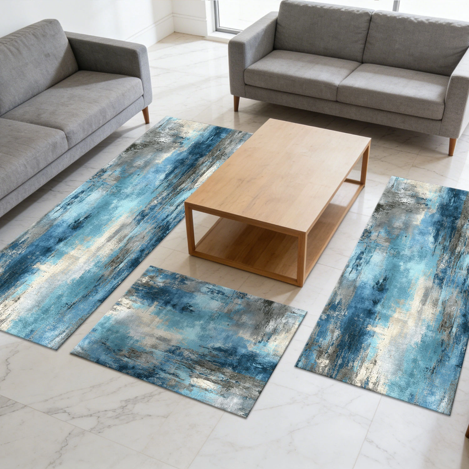 3-Piece Kitchen Rug Set, Non-Slip Washable Abstract Floor Mat, Soft Anti-Fatigue Runner for Sink, Entryway, Hallway, Bathroom view 12