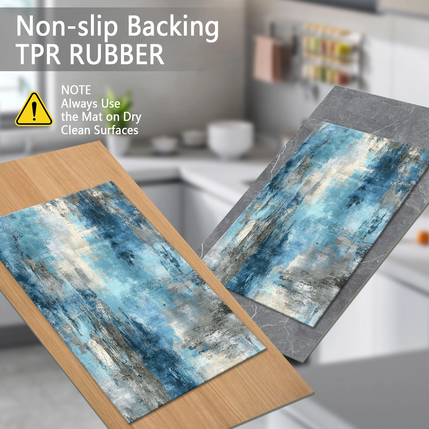 3-Piece Kitchen Rug Set, Non-Slip Washable Abstract Floor Mat, Soft Anti-Fatigue Runner for Sink, Entryway, Hallway, Bathroom view 5