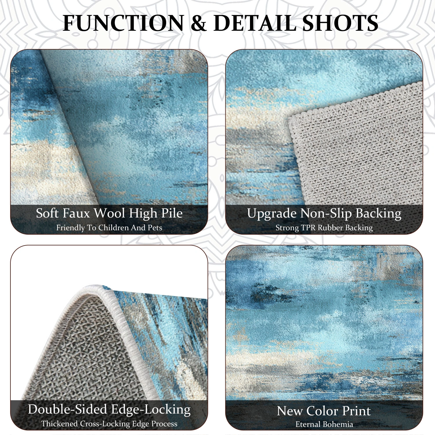 3-Piece Kitchen Rug Set, Non-Slip Washable Abstract Floor Mat, Soft Anti-Fatigue Runner for Sink, Entryway, Hallway, Bathroom view 6