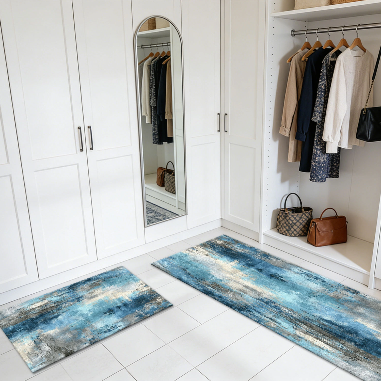 3-Piece Kitchen Rug Set, Non-Slip Washable Abstract Floor Mat, Soft Anti-Fatigue Runner for Sink, Entryway, Hallway, Bathroom view 9