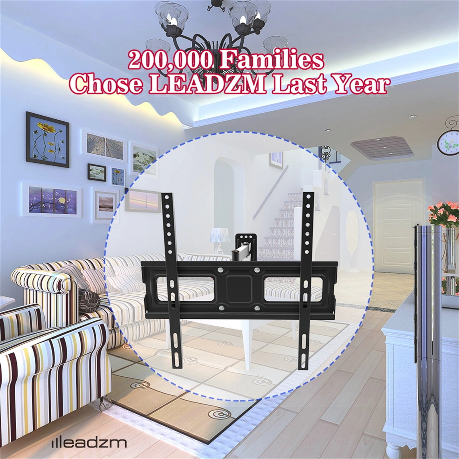 Tmxd-103 TV Stand for 32-65" Screens, Single Pendulum Design, 35KG Weight Bearing, VESA 400x400, Tilt -10° to 10°, Up and Down Adjustment view 14