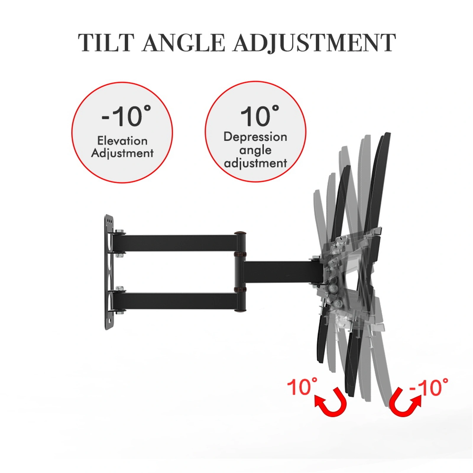 Tmxd-103 TV Stand for 32-65" Screens, Single Pendulum Design, 35KG Weight Bearing, VESA 400x400, Tilt -10° to 10°, Up and Down Adjustment view 6