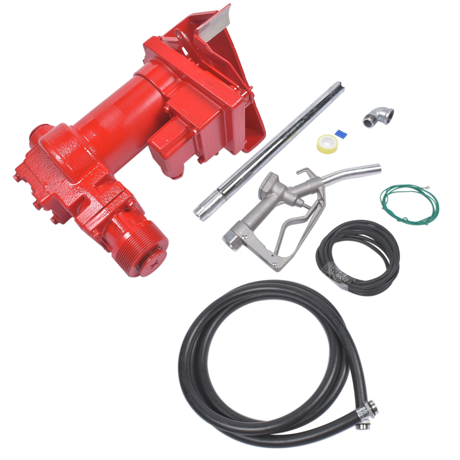 Red 12V 20 GPM Fuel Transfer Pump with Nozzle Kit for Diesel Gasoline Kerosene Car Truck Tractor - High Quality