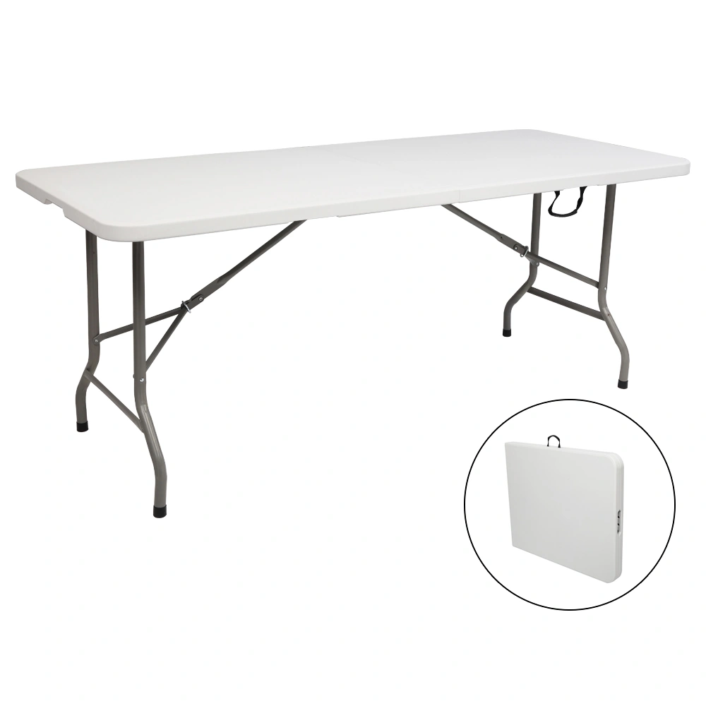 6FT Foldable Outdoor Long Table Portable Courtyard Party Banquet Folding Rectangular Table for Patio Garden BBQ Events