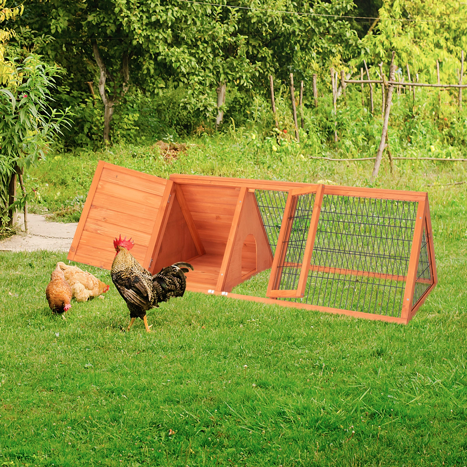 50 Inch Wooden Rabbit Guinea Pig Hutch House Outdoor Cage Enclosure