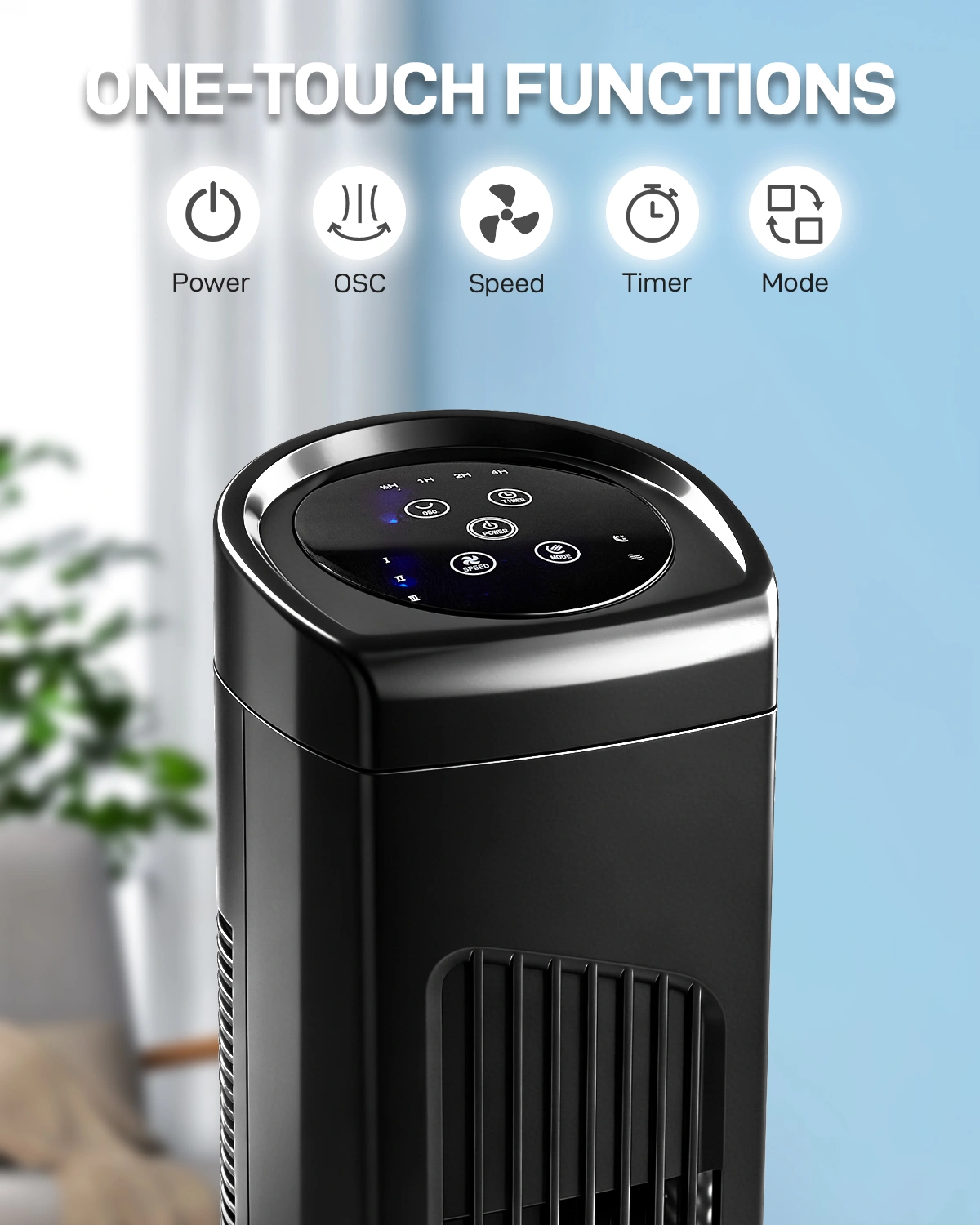 US Standard RTW-AR Tower Fan 32 Inch, 110V 45W Column Fan with Remote & Touch Control, Black, 3 Speeds, 3 Wind Modes, Oscillating, 7.5H Timer, Copper Motor for Home view 7
