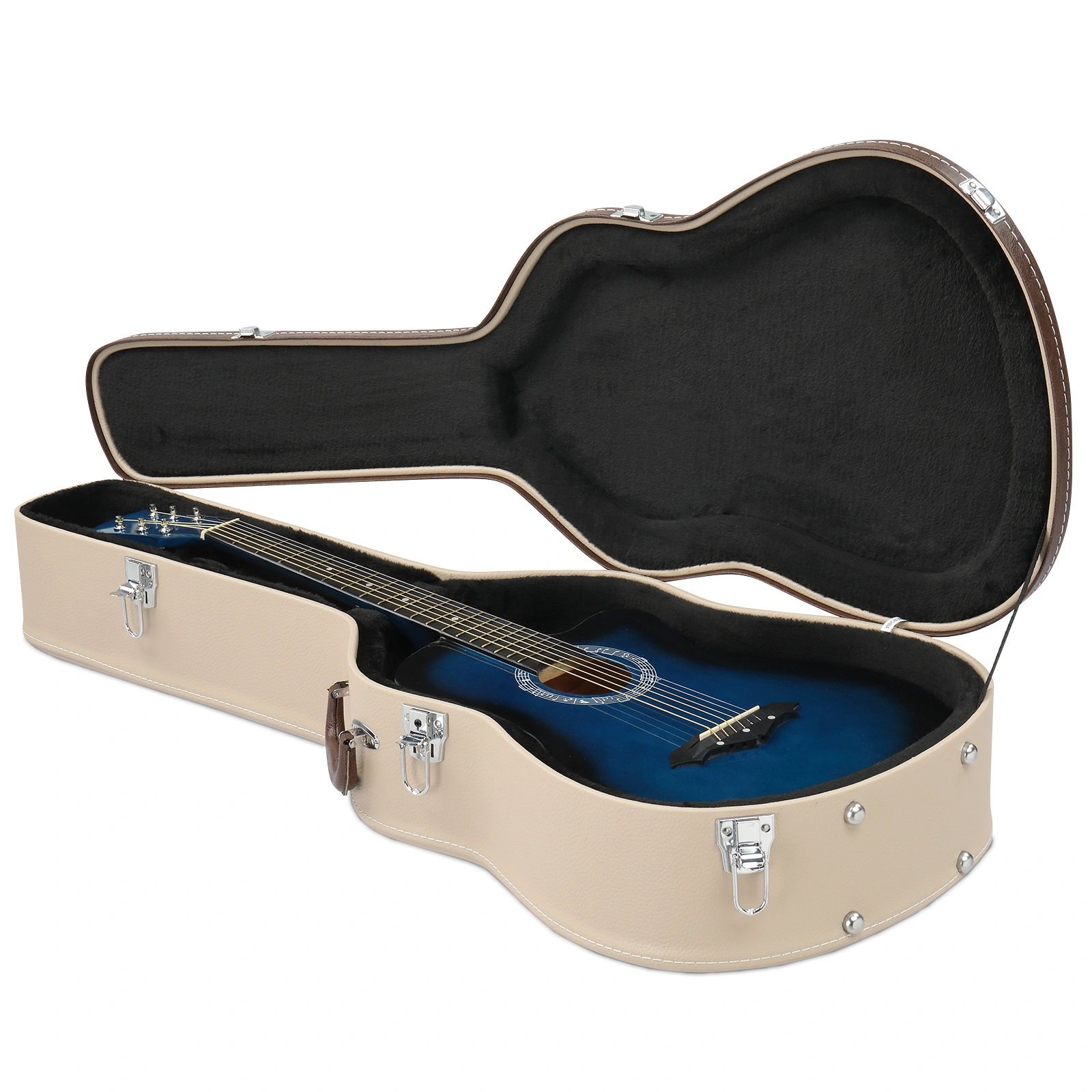 41" Microgroove Folk Guitar Hardshell Case, Fits Most Acoustic Guitars, Flat Beige