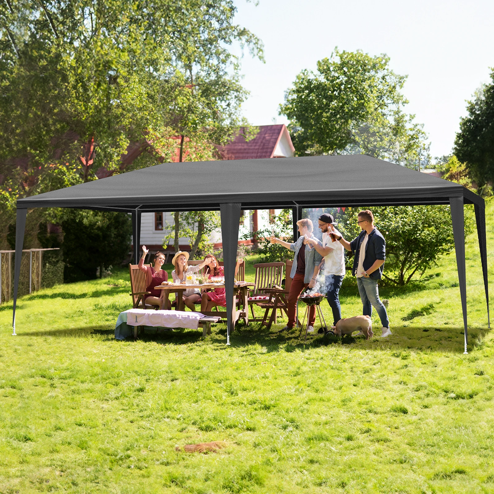 10x20 Outdoor Party Tent with 6 Removable Sidewalls - Waterproof Gazebo Canopy for Patio Wedding Event, Black view 11