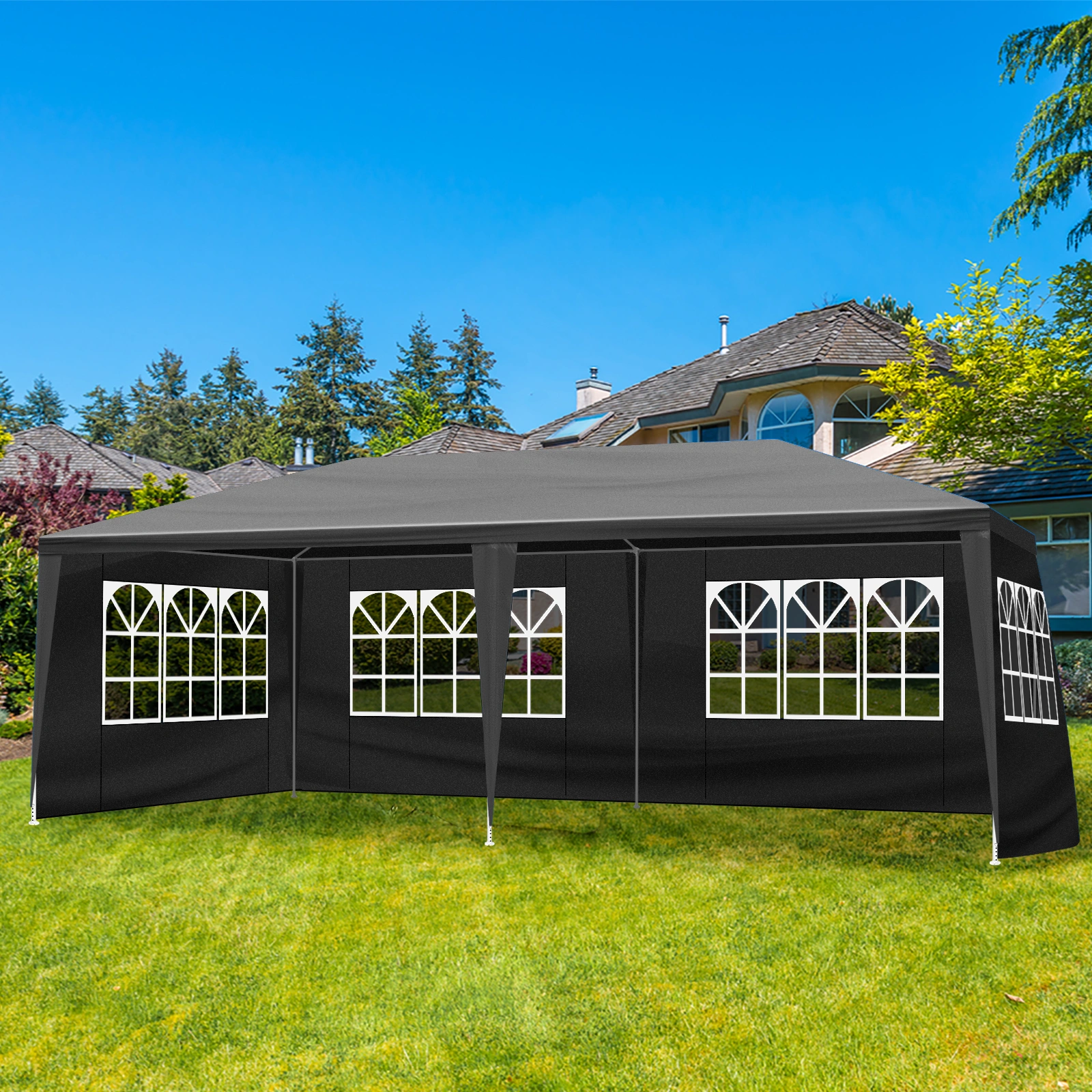 10x20 Outdoor Party Tent with 6 Removable Sidewalls - Waterproof Gazebo Canopy for Patio Wedding Event, Black view 15