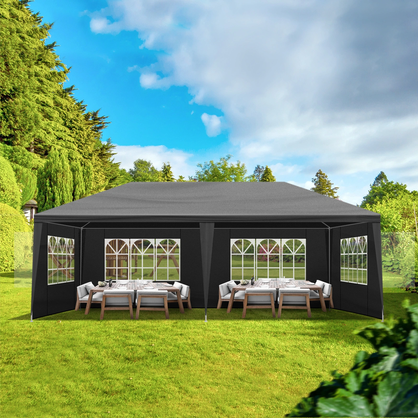 10x20 Outdoor Party Tent with 6 Removable Sidewalls - Waterproof Gazebo Canopy for Patio Wedding Event, Black view 17