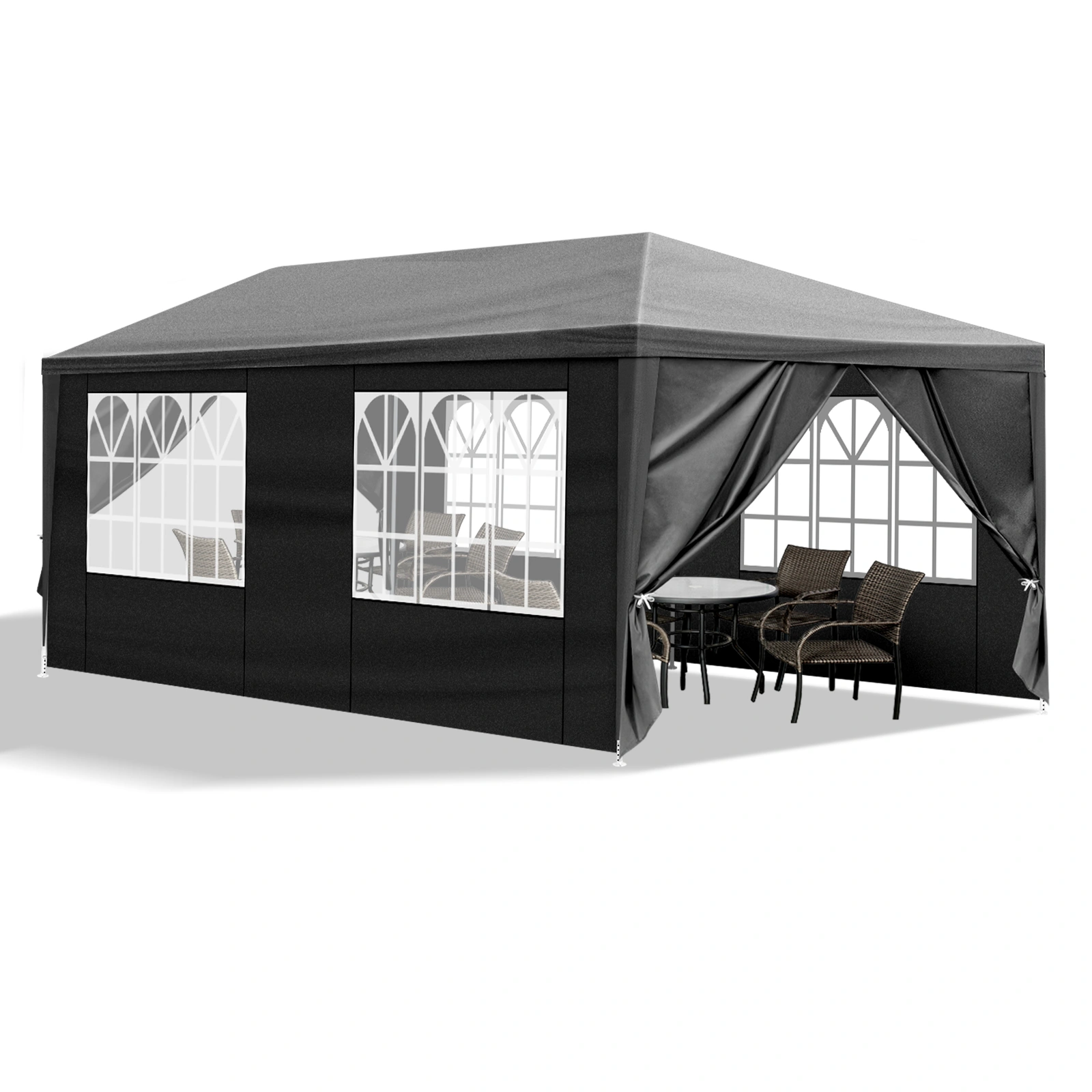 10x20 Outdoor Party Tent with 6 Removable Sidewalls - Waterproof Gazebo Canopy for Patio Wedding Event, Black view 2