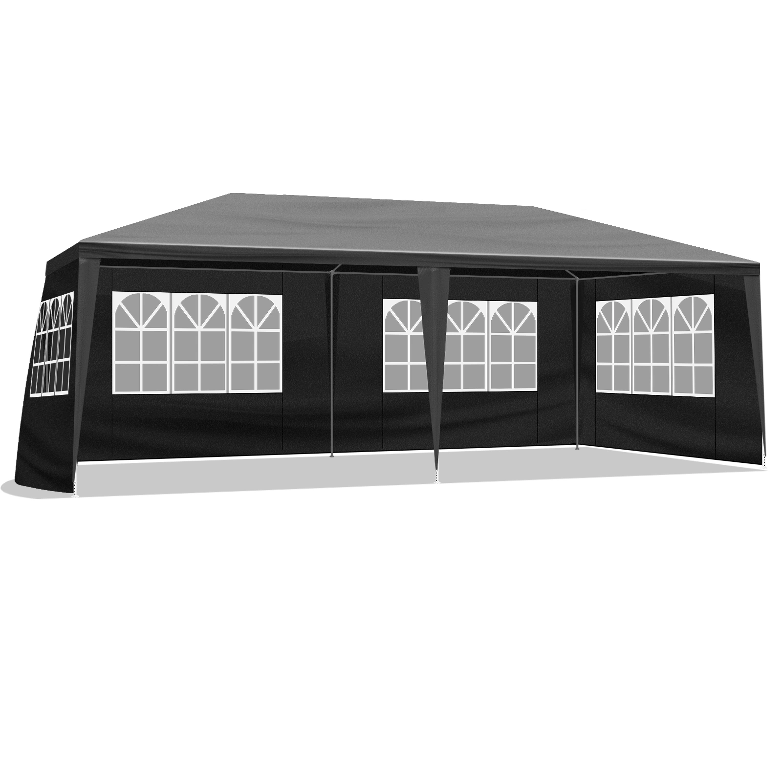 10x20 Outdoor Party Tent with 6 Removable Sidewalls - Waterproof Gazebo Canopy for Patio Wedding Event, Black view 5