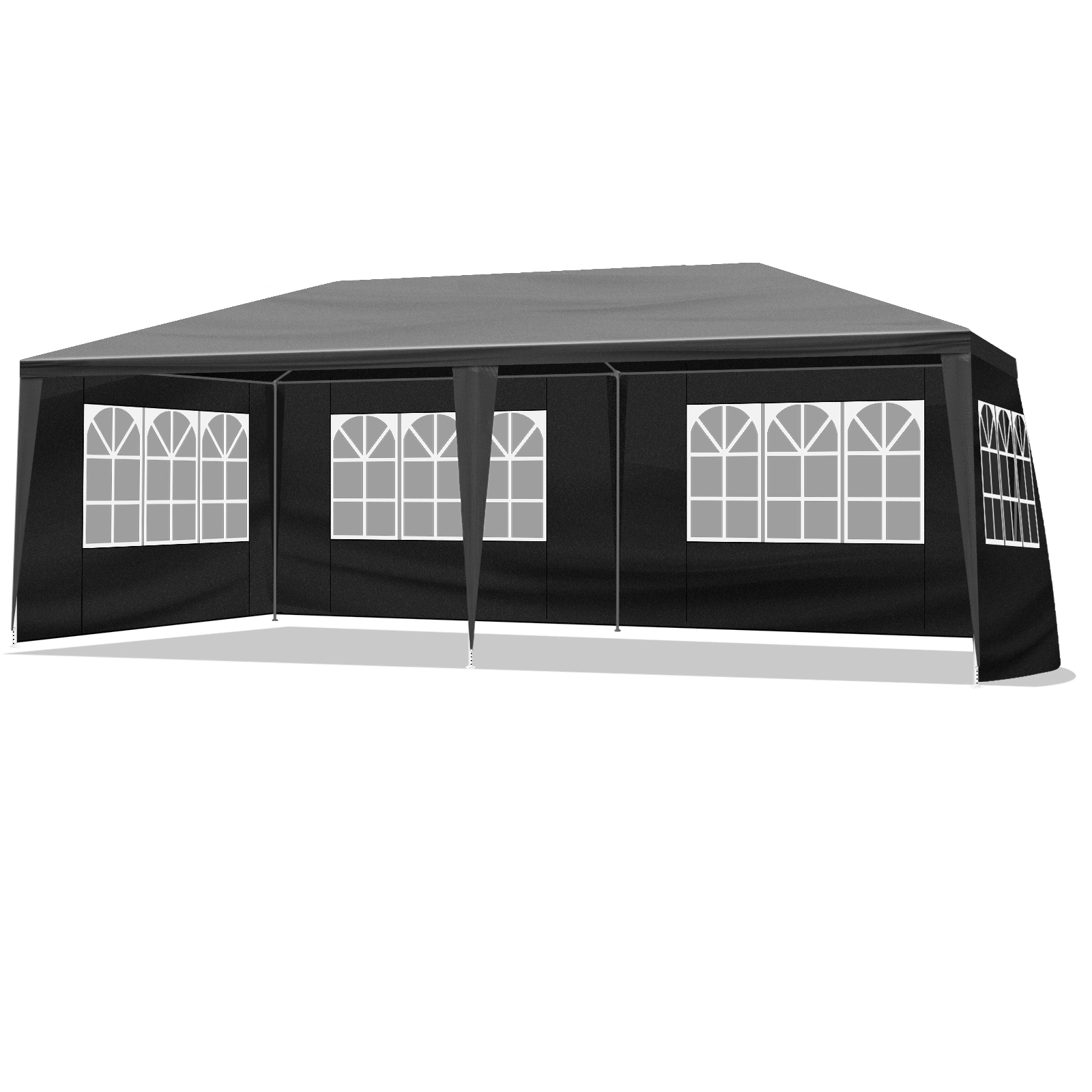 10x20 Outdoor Party Tent with 6 Removable Sidewalls - Waterproof Gazebo Canopy for Patio Wedding Event, Black view 7