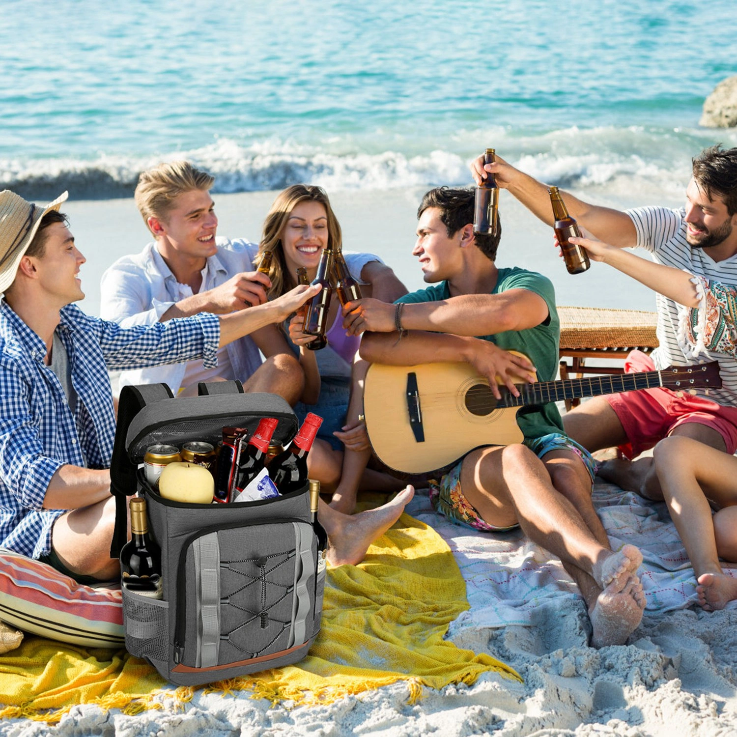 36 Can Insulated Cooler Backpack, 25L/6.6Gal Leakproof Insulated Bag for Picnic Camping Beach Hiking Fishing Travel