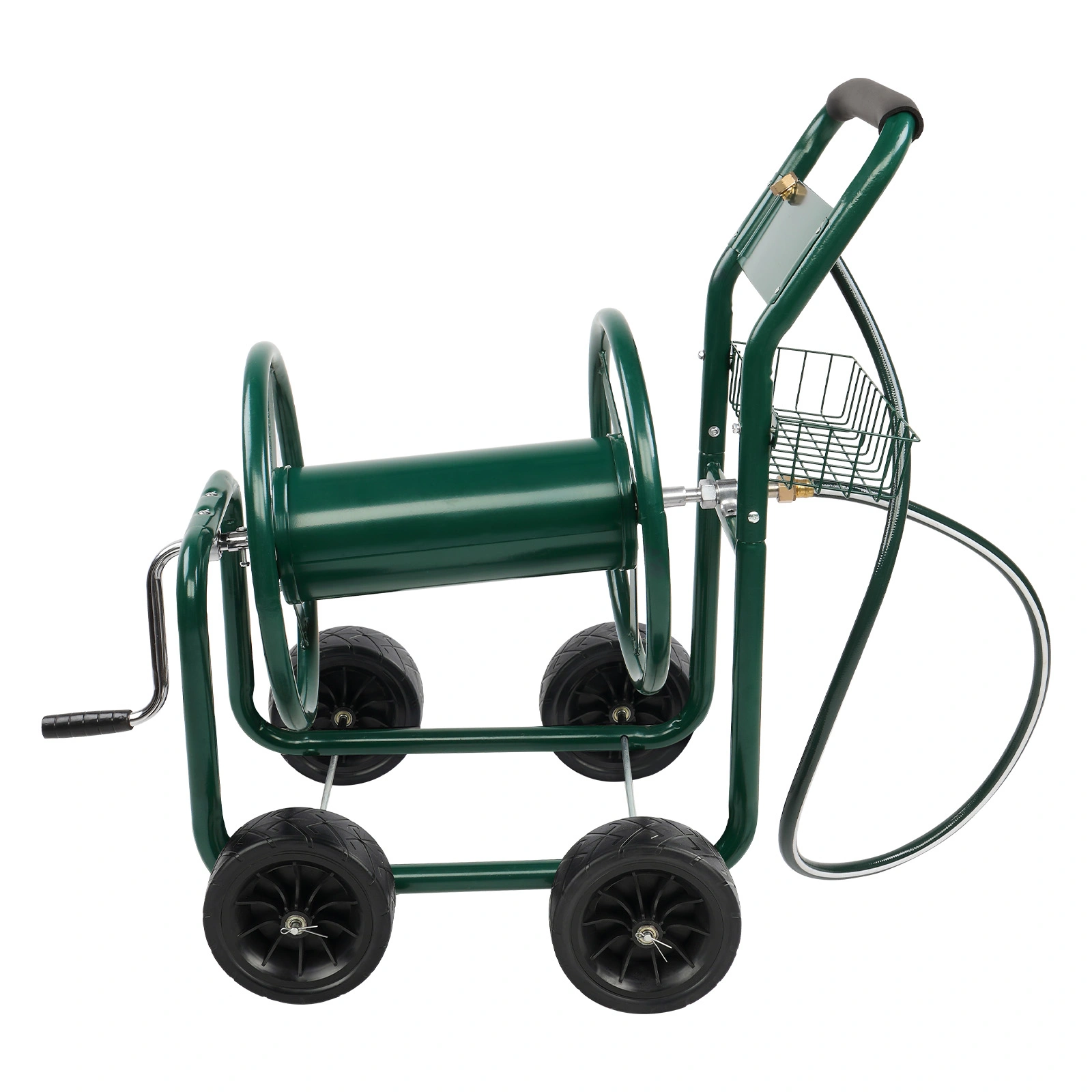Dark Green Iron 4-Wheel Pipe Truck Cart, Heavy-Duty Non-Inflatable Tire Hand Truck for Industrial Material Transport view 11