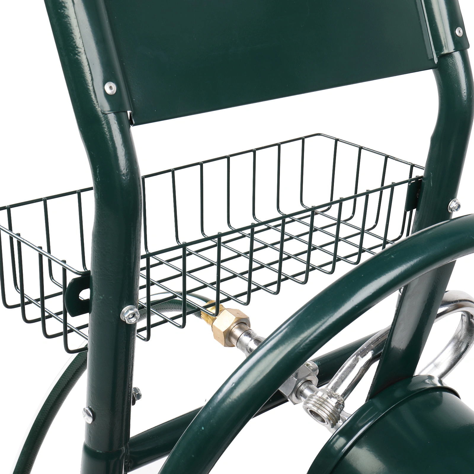 Dark Green Iron 4-Wheel Pipe Truck Cart, Heavy-Duty Non-Inflatable Tire Hand Truck for Industrial Material Transport view 15