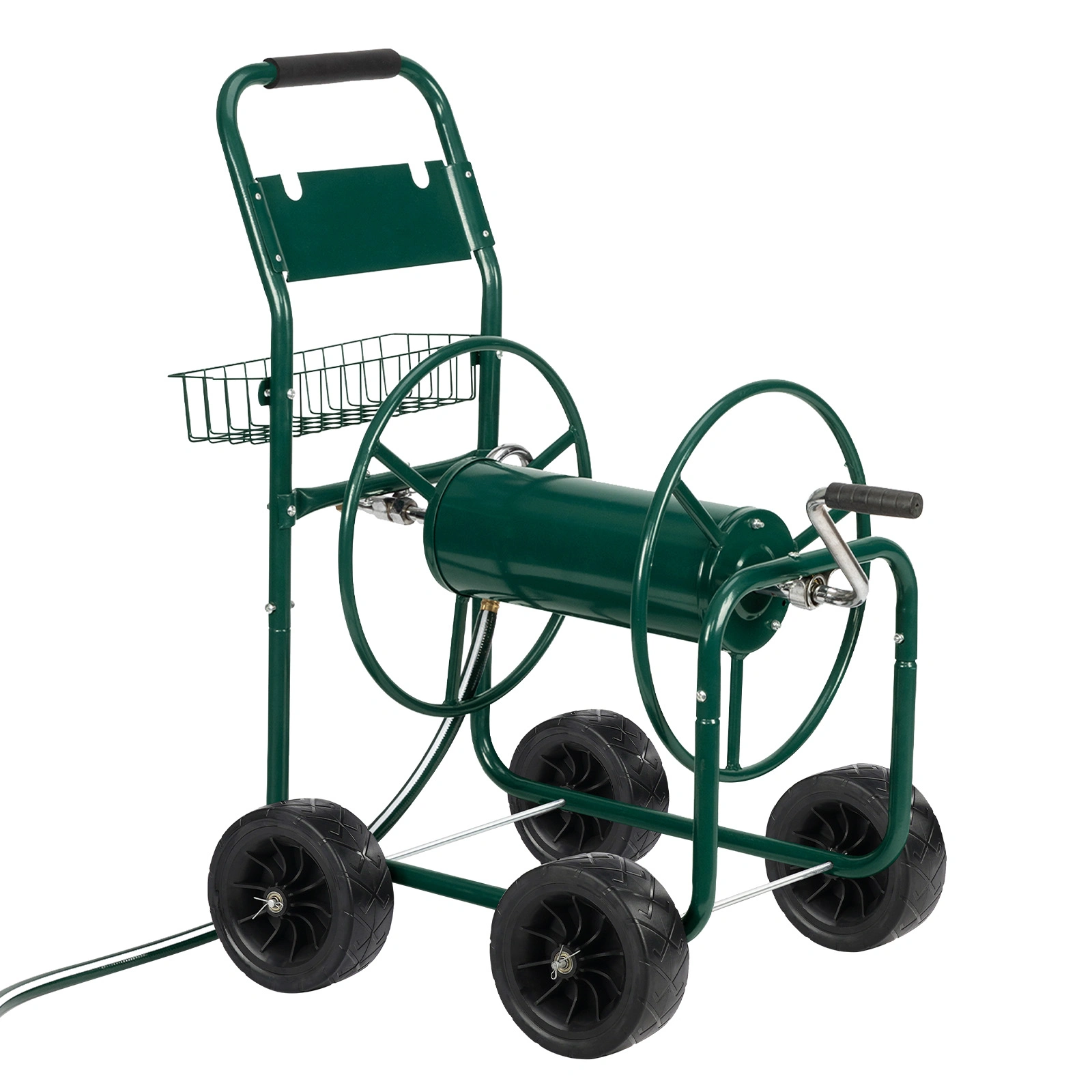 Dark Green Iron 4-Wheel Pipe Truck Cart, Heavy-Duty Non-Inflatable Tire Hand Truck for Industrial Material Transport view 9