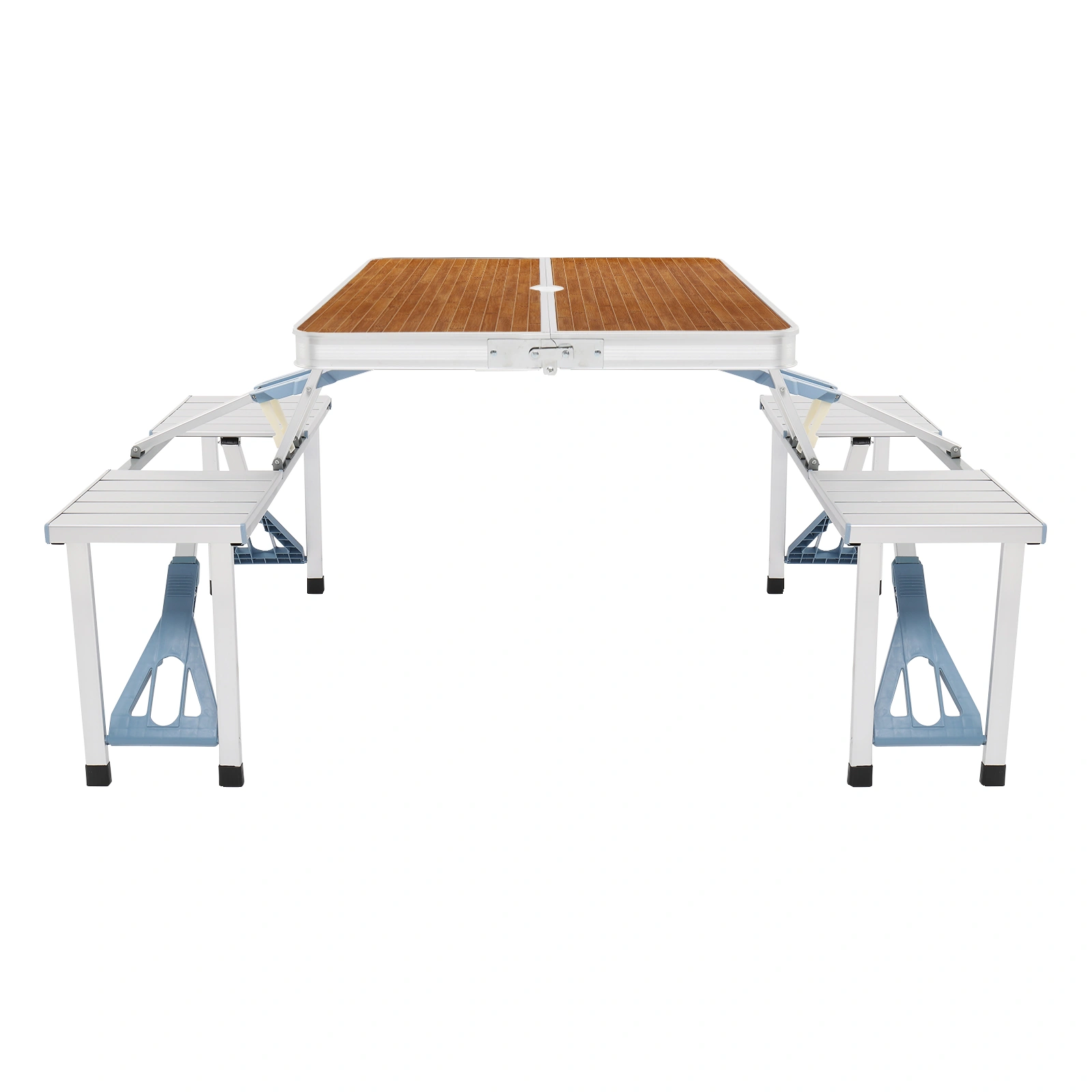 Aluminum Alloy Camping Table and Chairs Set, 136x85.5x67cm, Wood Grain Finish, 50kg Capacity, Portable One-Piece Outdoor Furniture view 17