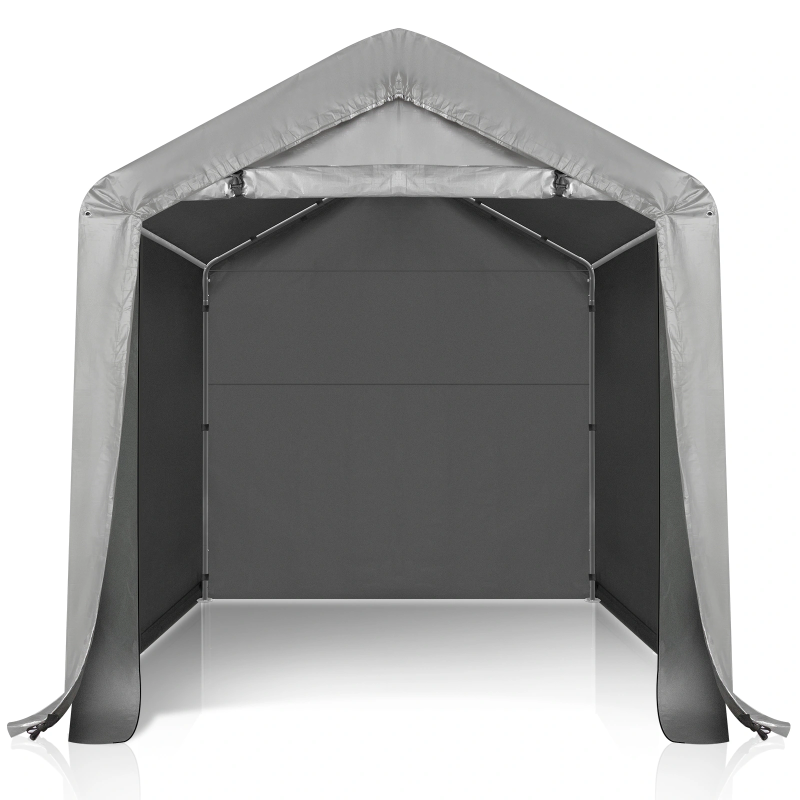 6'x6' Outdoor Storage Shelter Shed, Heavy Duty Grey Pop-up Gazebo Canopy Tent, Weather Resistant Garden Car Cover