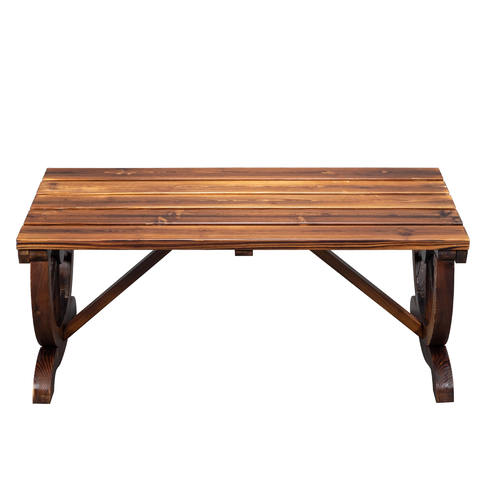 2-Person Rustic Garden Bench, Outdoor Wagon Wheel Porch Bench for Backyard Patio, Brown