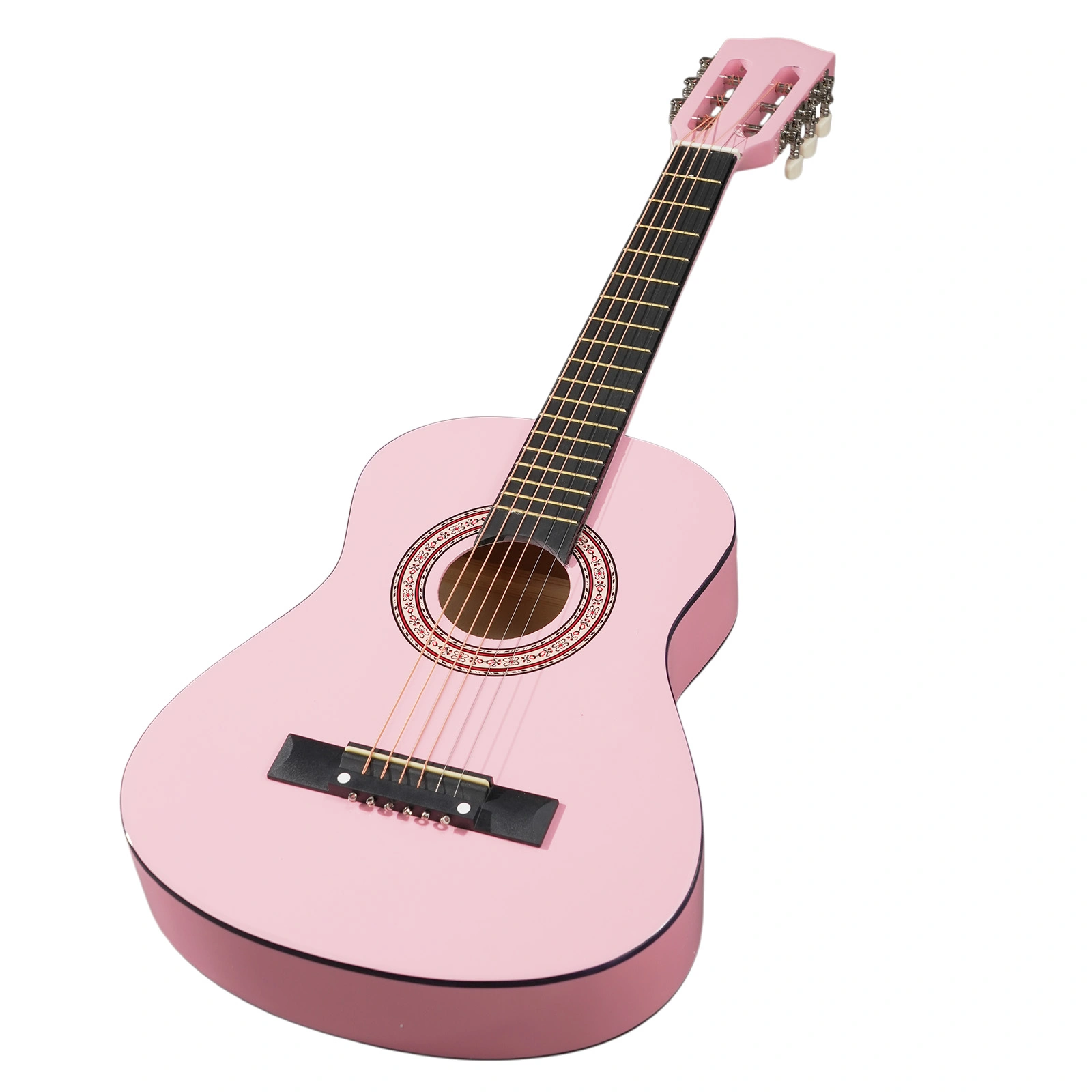 Light Pink 30" Round Acoustic Guitar Bundle with Picks, Strings, Capo, Gig Case, Tuner & Strap