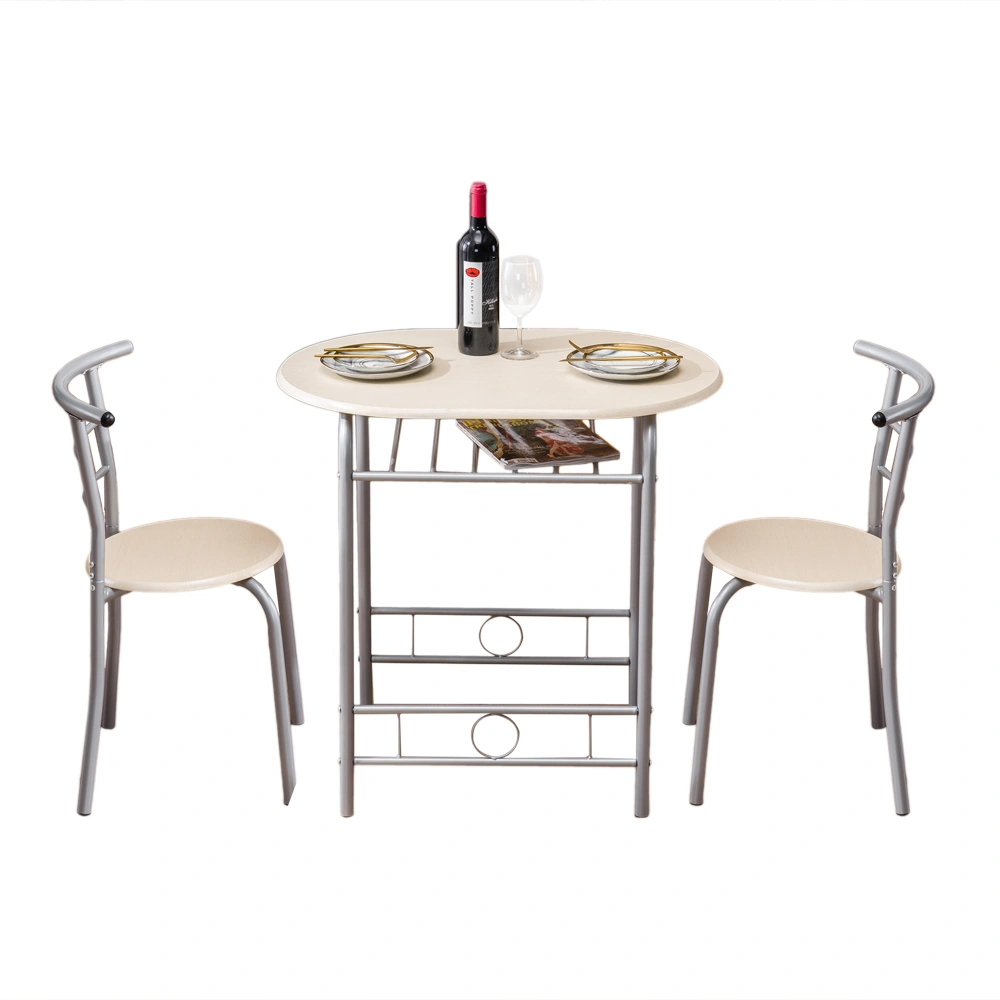 Natural PVC Dining Set, 1 Breakfast Table & 2 Chairs, Outdoor Patio Table Set