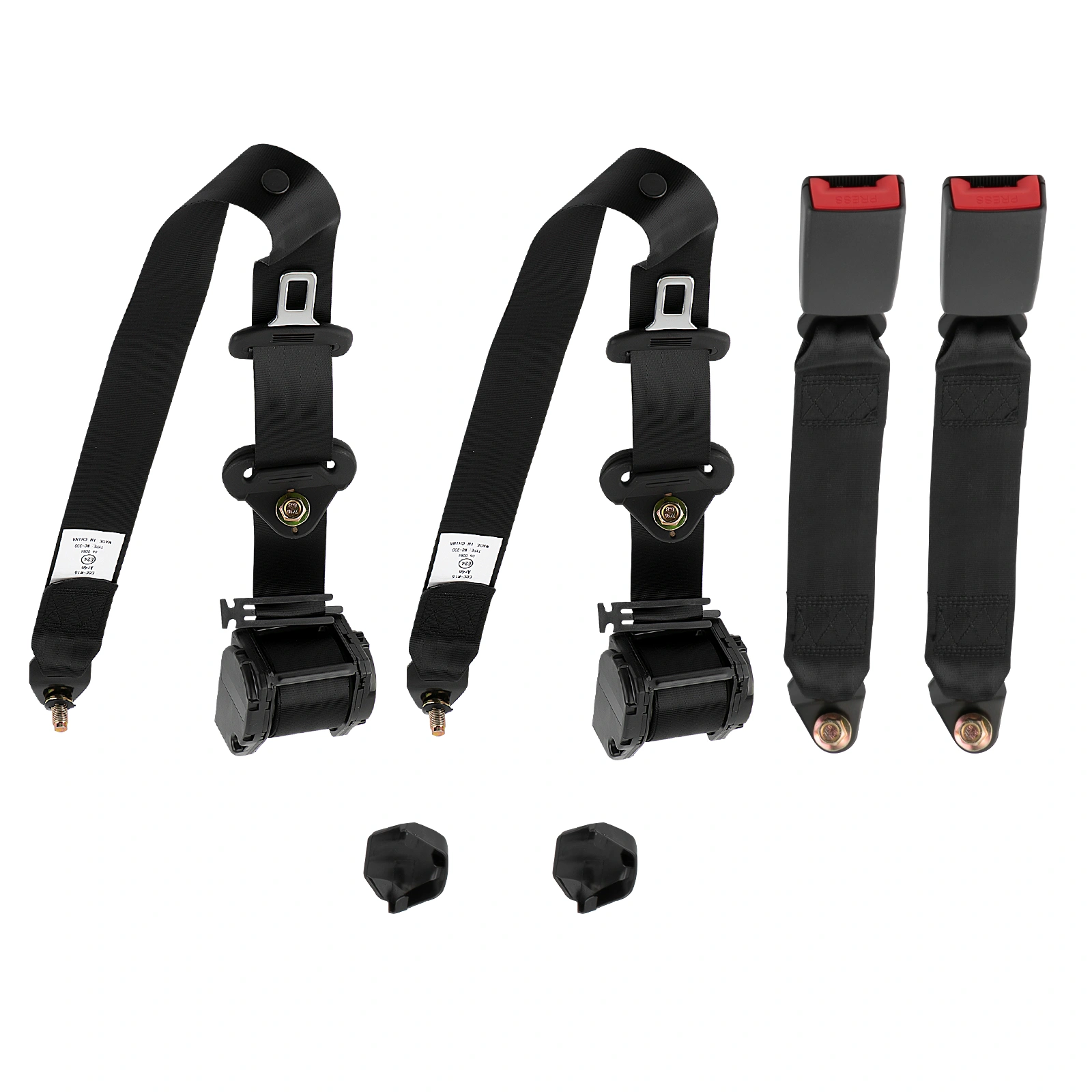 2pcs Seat Belt 3 Point Universal Retractable Safety Belt Harness Black Car Truck