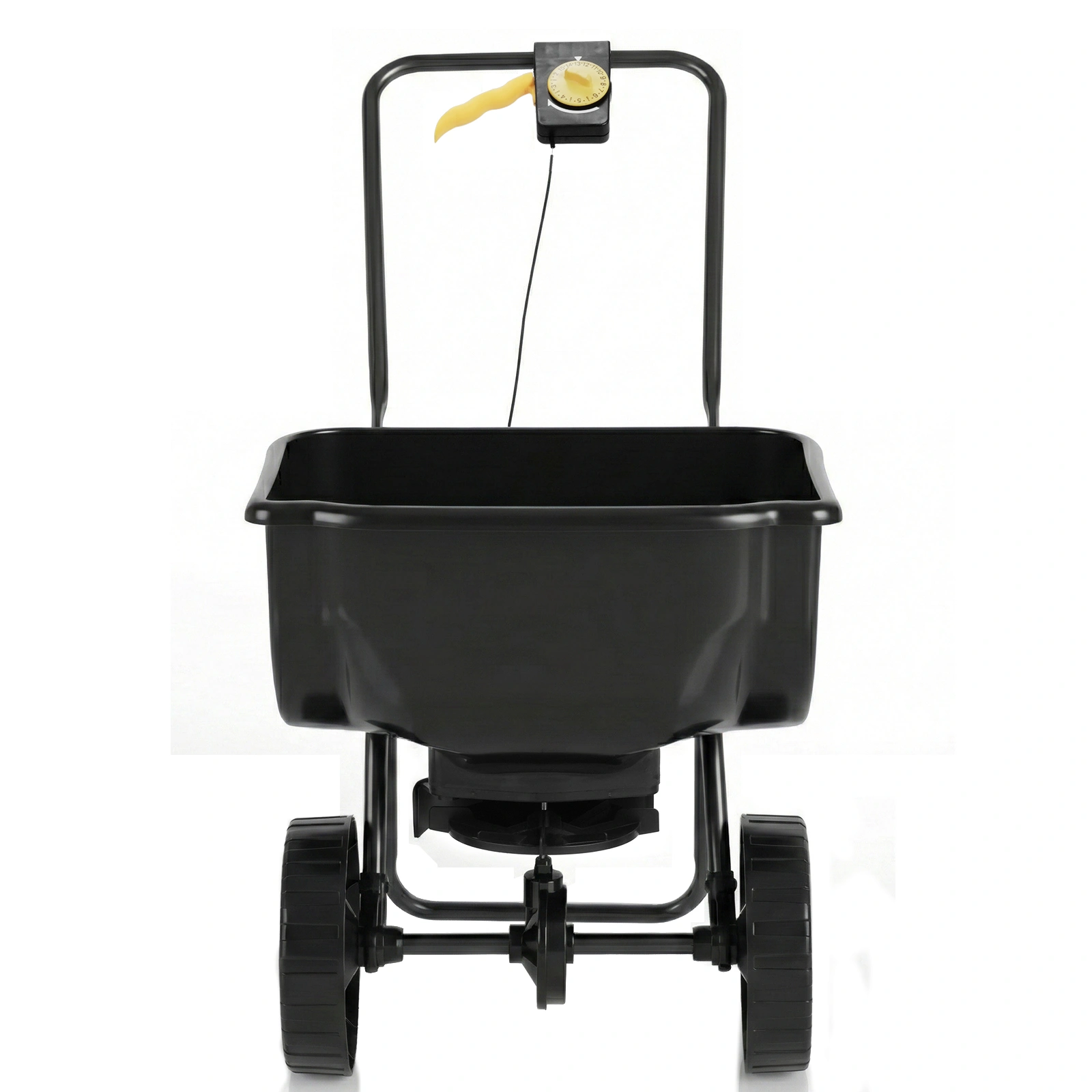 70LB Broadcast Push Spreader, 15-Level Adjustment, 8-Inch Pneumatic Tires, Lawn Spreader for Seed Fertilizer Ice Melt