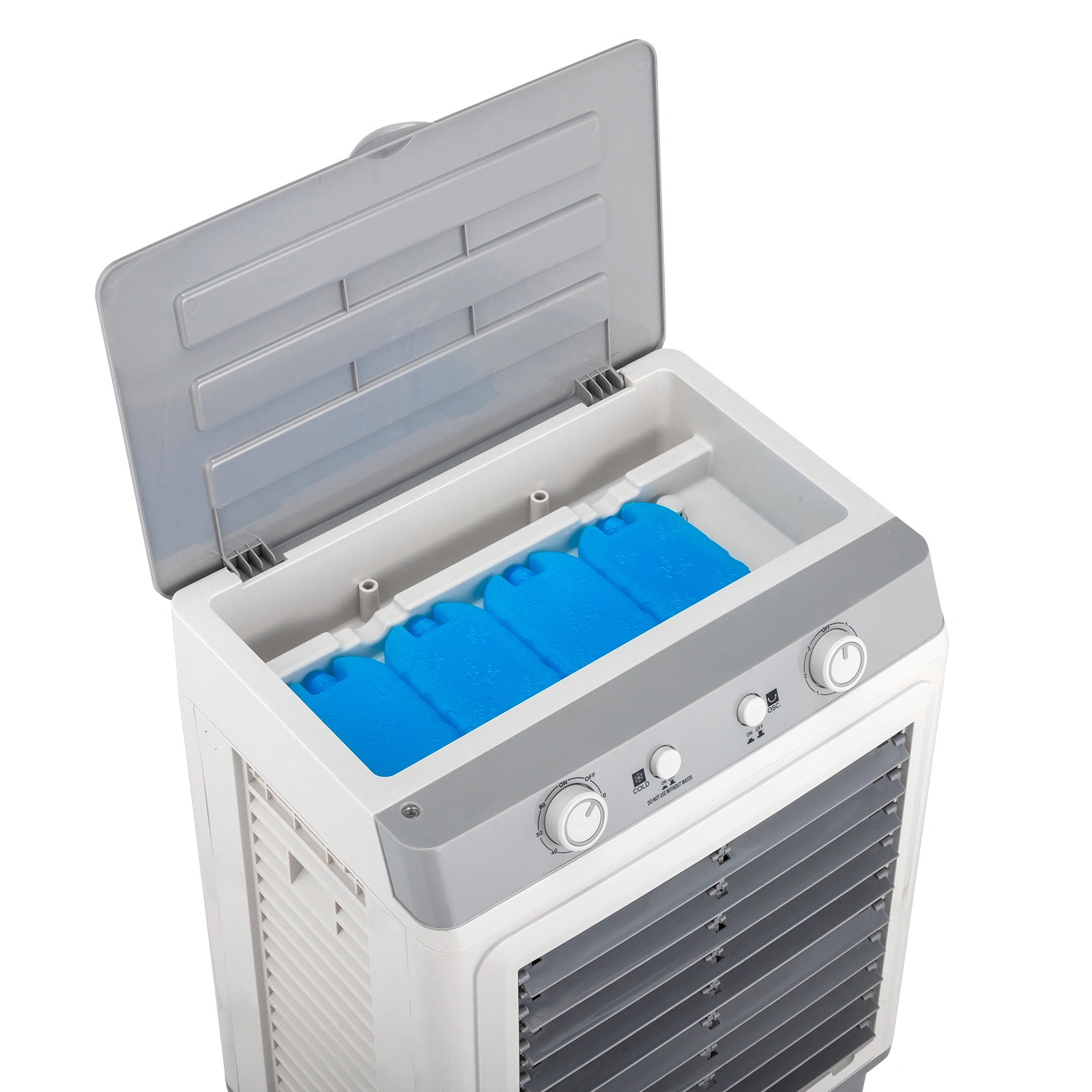 3-in-1 Portable Evaporative Cooler, 2353 CFM Personal Air Conditioner, 7.9 Gal Tank, 4 Ice Packs, Casters, White Manual Control view 12