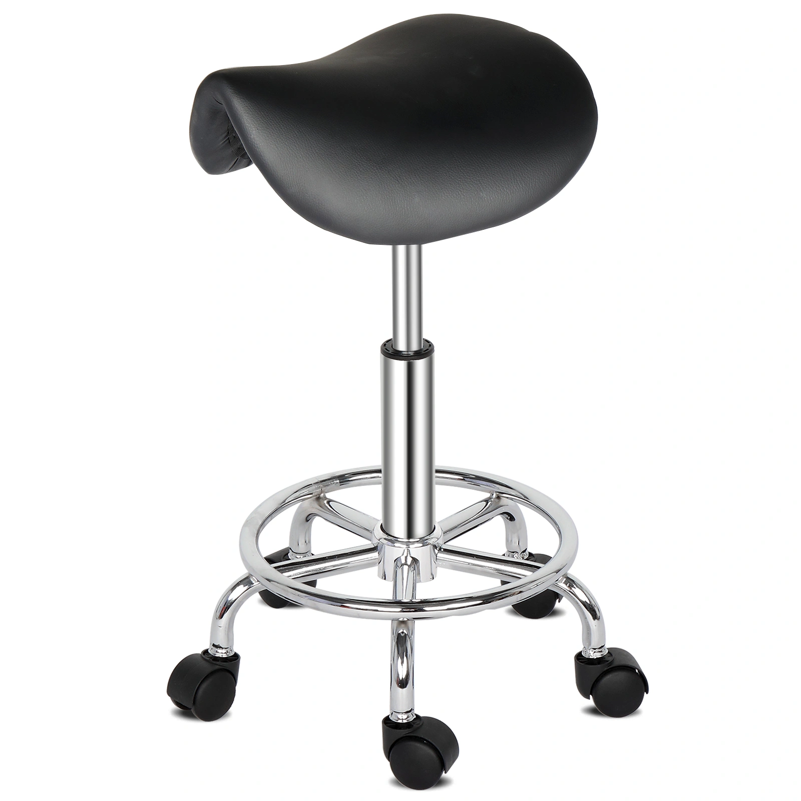 Ha Ha Feet Saddle Bar Stool Black Swivel Rotation Adjustable Height