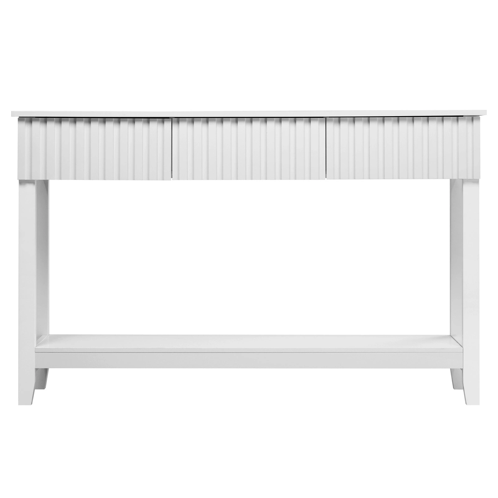 Modern Console Table with 3 Drawers Open Shelf, Narrow Sofa Table for Entryway Hallway Foyer Behind Couch, White
