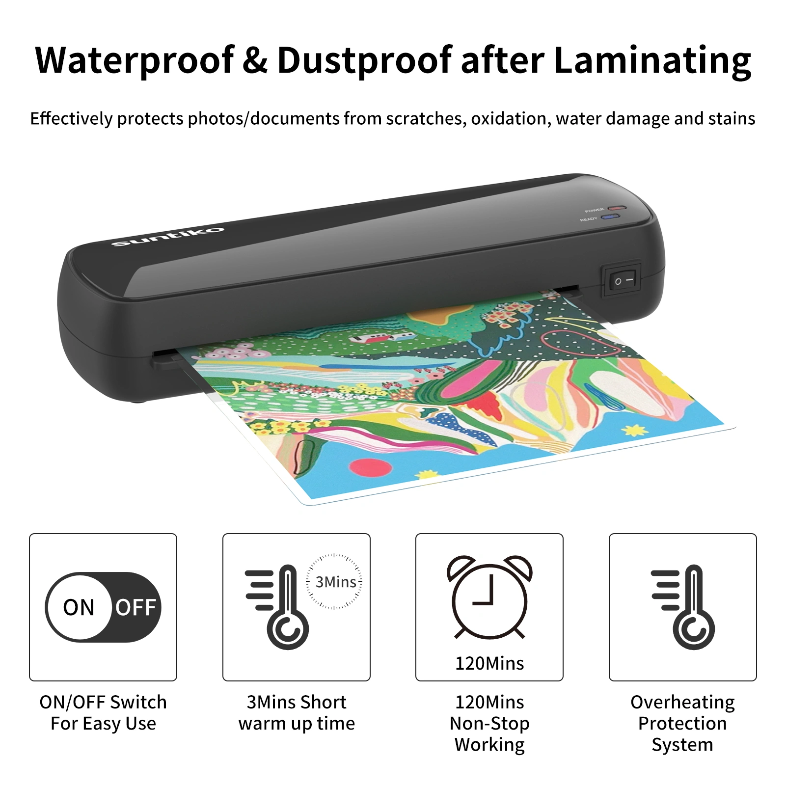 4-in-1 Laminator Machine, Quick Warm-Up, Fast Laminating for Documents & Photos, Long-Lasting Color Preservation, Home Office School, FBA view 2