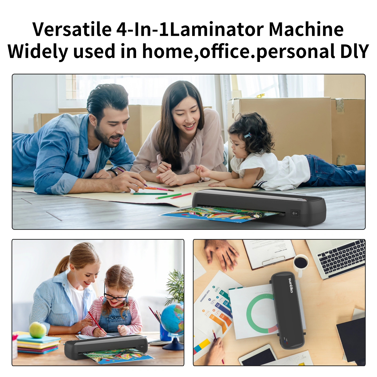 4-in-1 Laminator Machine, Quick Warm-Up, Fast Laminating for Documents & Photos, Long-Lasting Color Preservation, Home Office School, FBA view 6