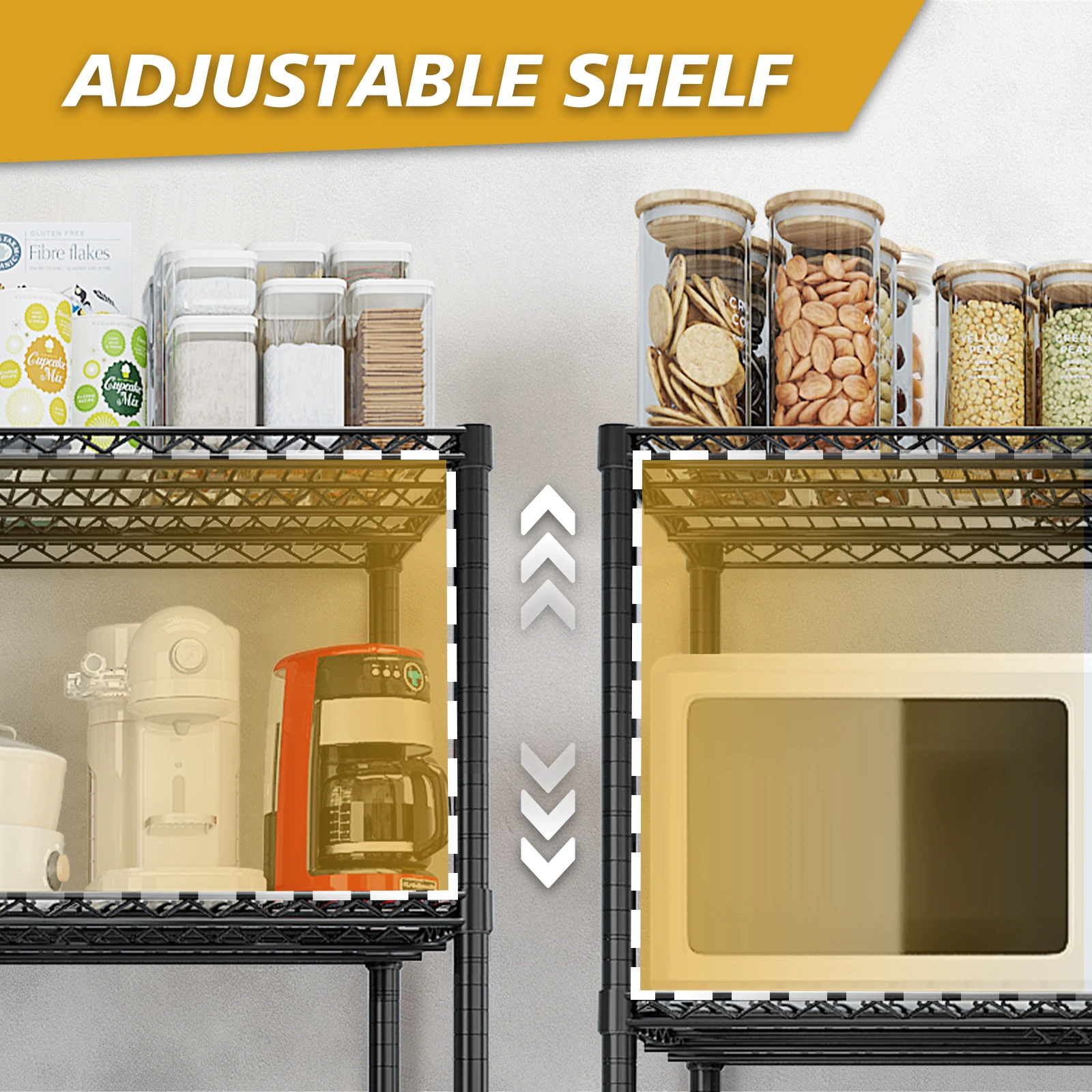 Heavy Duty Wire Shelving Unit 75.59" H X 55.12" W X 23.62" D, 2500 LBS NSF Metal Storage Shelves with Wheels, Adjustable Garage & Commercial Rack view 7
