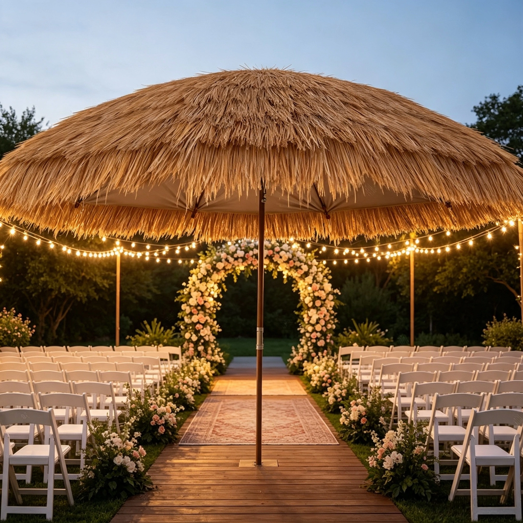 6 x 16.4 ft Artificial Thatch Roofing Roll - Waterproof & Fire-Retardant Synthetic Palm Thatch for Patio Pool Beach Outdoor Decoration