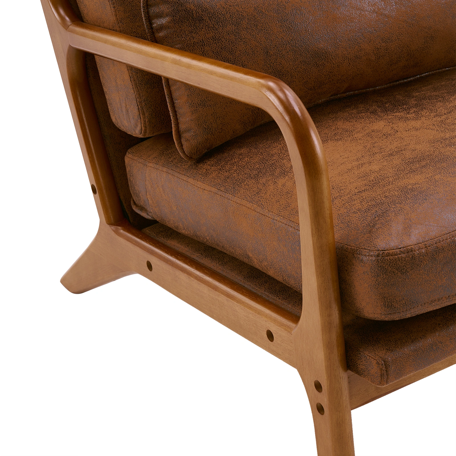 Orange High-Back Indoor Leisure Chair Solid Wood Armrests Iron Frame Bronzing Cloth view 10