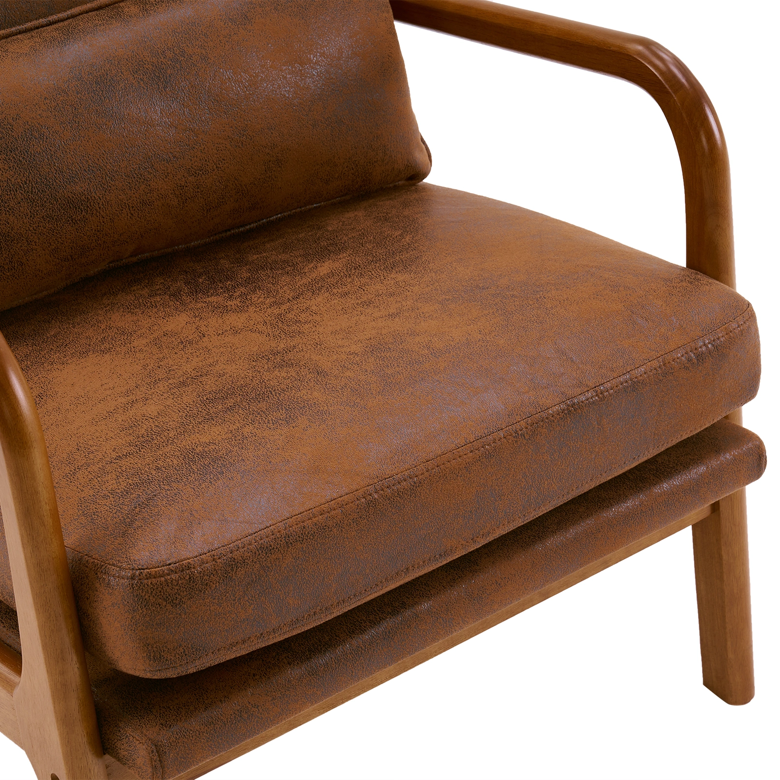 Orange High-Back Indoor Leisure Chair Solid Wood Armrests Iron Frame Bronzing Cloth view 11