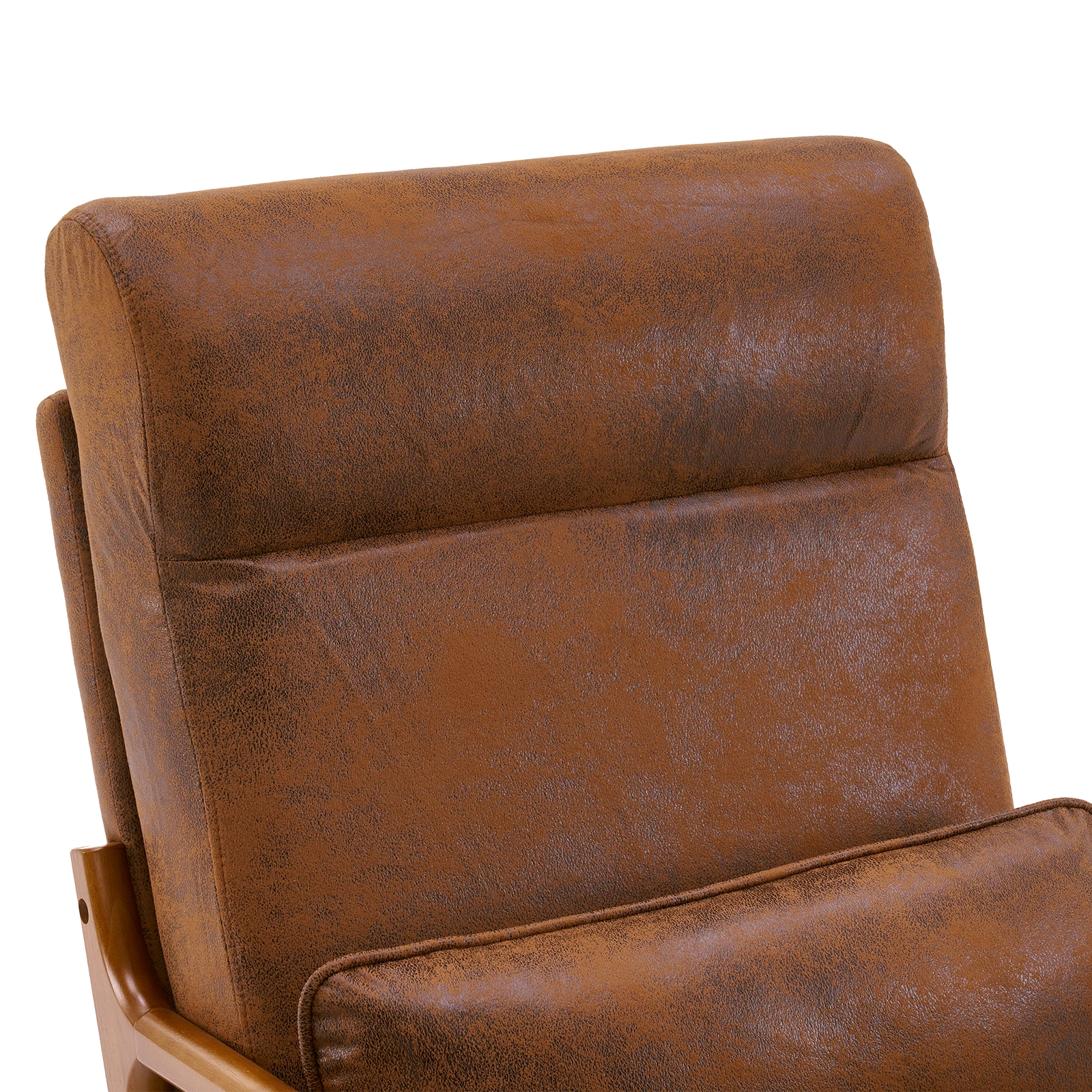 Orange High-Back Indoor Leisure Chair Solid Wood Armrests Iron Frame Bronzing Cloth view 14